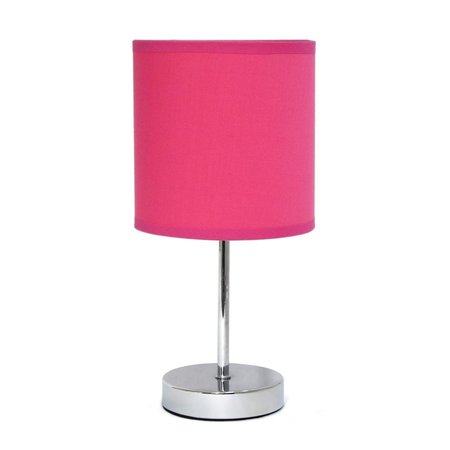 LIGHTING BUSINESS Chrome Mini Basic Table Lamp with Fabric Shade, Hot Pink LI2519796